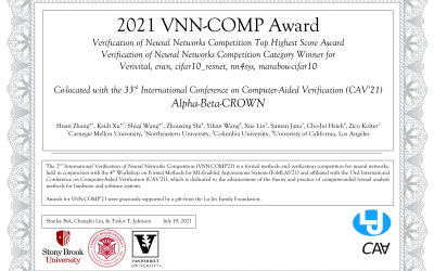 Computer Science faculty Cho-Jui Hsieh and students Zhouxing Shi and Yihan Wang won VNN-Comp’21